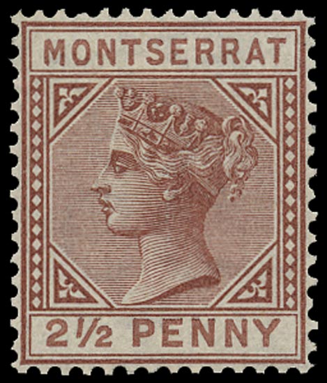 MONTSERRAT 1880  SG4 Mint QV 2&frac12;d red-brown watermark CC