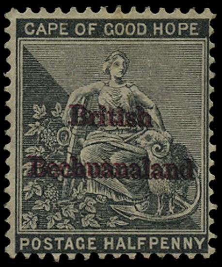 BECHUANALAND 1885  SG1b Mint &frac12;d grey-black watermark CA error overprint double