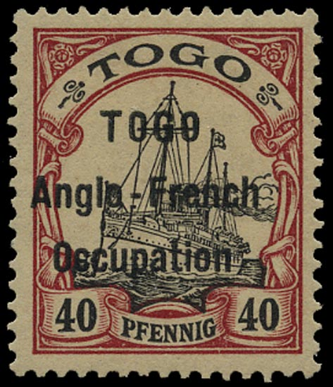 TOGO 1914  SGH7 Mint 40pf black and carmine type 1 overprint