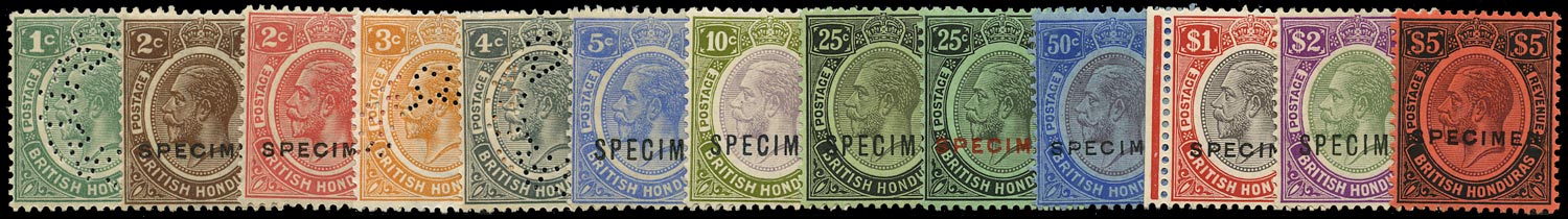 BRITISH HONDURAS 1922  SG124s/37s Specimen Definitives set  Unmounted