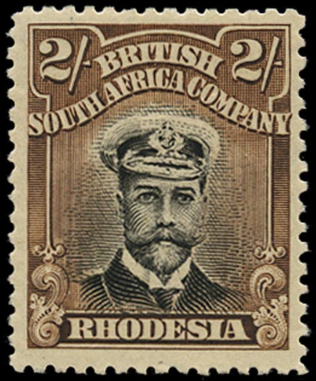 RHODESIA 1913  SG234 Mint Admiral 2s black and brown head die II perf 14