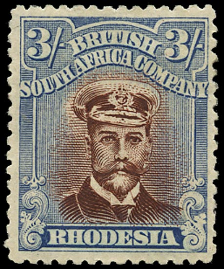 RHODESIA 1922  SG305 Mint Admiral 3s white paper red-brown and grey-blue perf 14