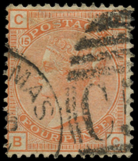 GB 1876  SG152 Pl.15 Used Danish West Indies duplex