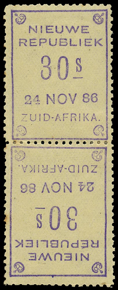 NEW REPUBLIC 1886  SG25a Mint 30s violet on yellow dated 24 NOV 86 tete-beche pair