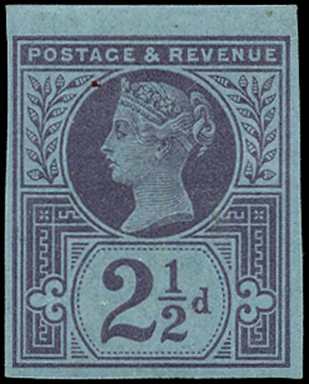 GB 1887  SG201var Pl.4 Mint Imperforate imprimatur