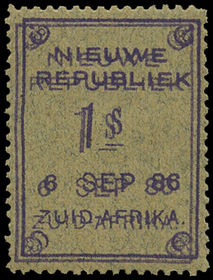 NEW REPUBLIC 1886  SG32 var Mint 1s violet on blue granite dated 6 SEP 86 with double impression