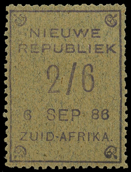 NEW REPUBLIC 1886  SG37 Mint 2/6 violet on blue granite dated 6 SEP 86