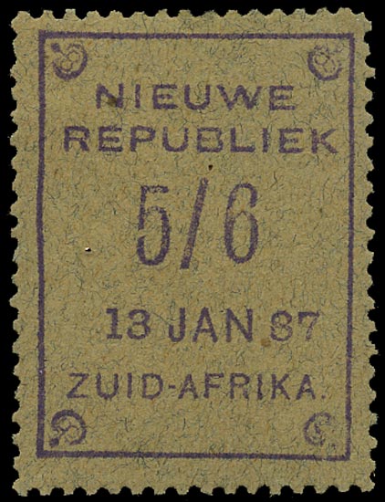 NEW REPUBLIC 1886  SG39 Mint 5/6 violet on blue granite dated 13 JAN 87