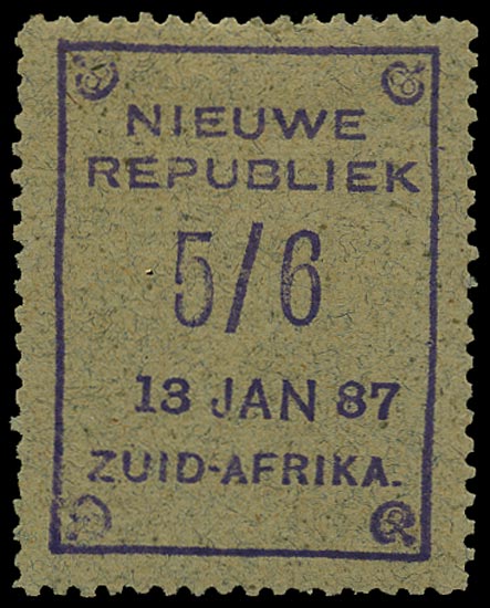 NEW REPUBLIC 1886  SG39 Mint 5/6 violet on blue granite dated 13 JAN 87