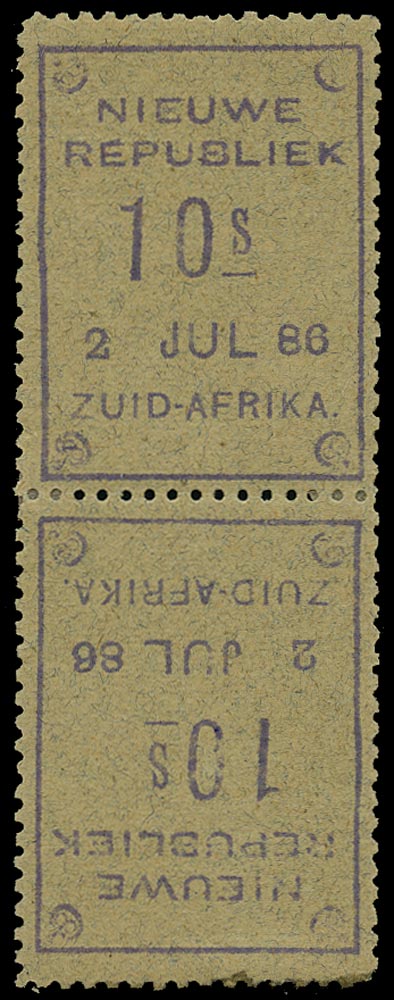 NEW REPUBLIC 1886  SG42a Mint 10s violet on blue granite dated 2 JUL 86 tete-beche pair