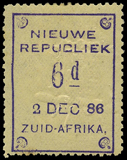 NEW REPUBLIC 1886  SG51 Mint 6d violet on yellow with embossed arms dated 2 DEC 86