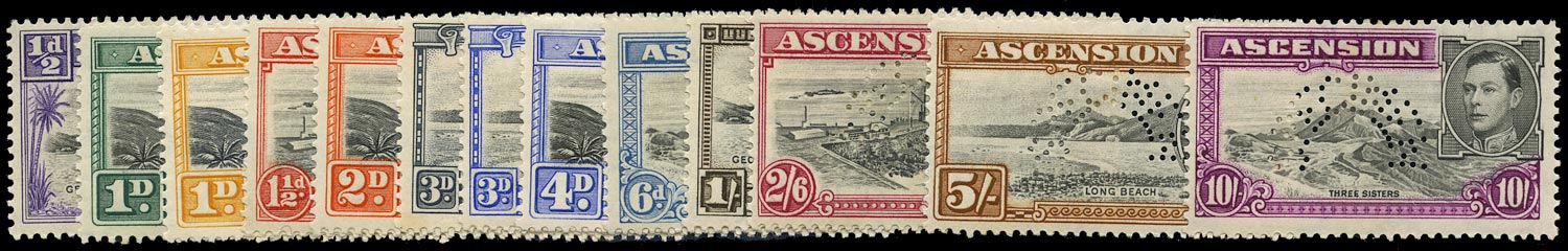 ASCENSION 1938  SG38s/47s Specimen KGVI Pictorial Definitive set