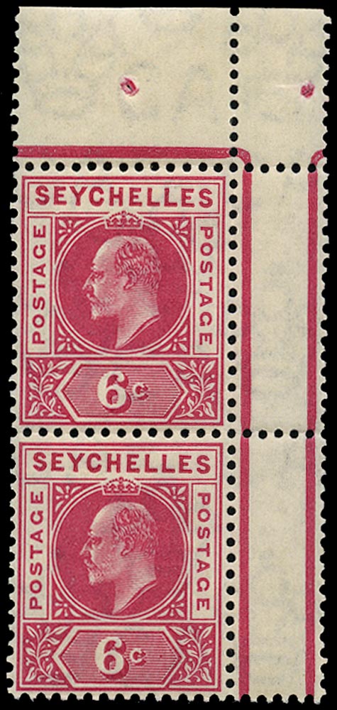 SEYCHELLES 1906  SG62a Mint KEVII 6c carmine watermark MCA variety Dented frame