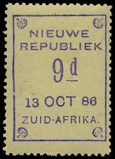 NEW REPUBLIC 1886  SG7 Mint 9d violet on yellow paper dated 13 OCT 86