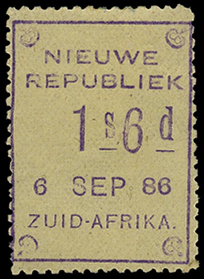 NEW REPUBLIC 1886  SG11 Mint 1s6d violet on yellow paper dated 6 SEP 86