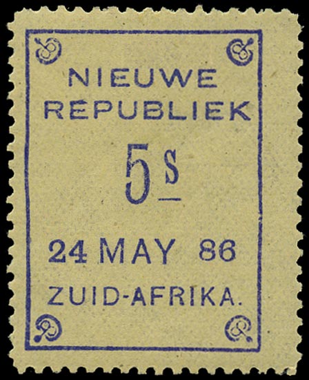 NEW REPUBLIC 1886  SG16 Mint 5s violet on yellow paper dated 24 MAY 86