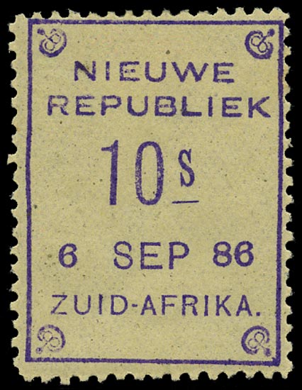 NEW REPUBLIC 1886  SG21 Mint 10s violet on yellow paper dated 6 SEP 86