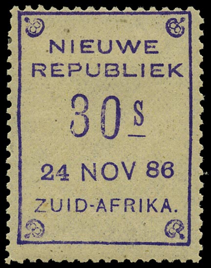 NEW REPUBLIC 1886  SG25 Mint 30s violet on yellow paper dated 24 NOV 86
