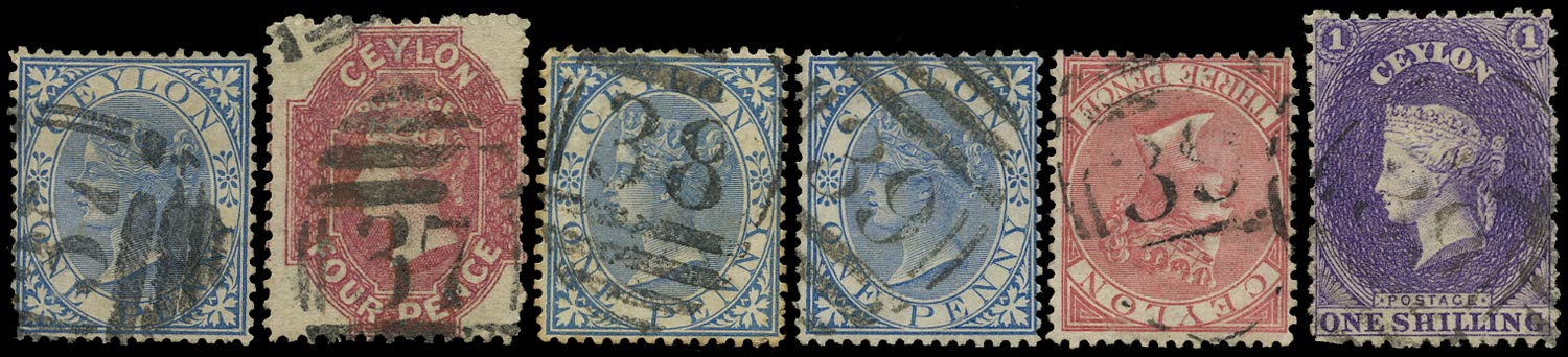 CEYLON 1866  SG61/2, 65bx, 71b Cancel
