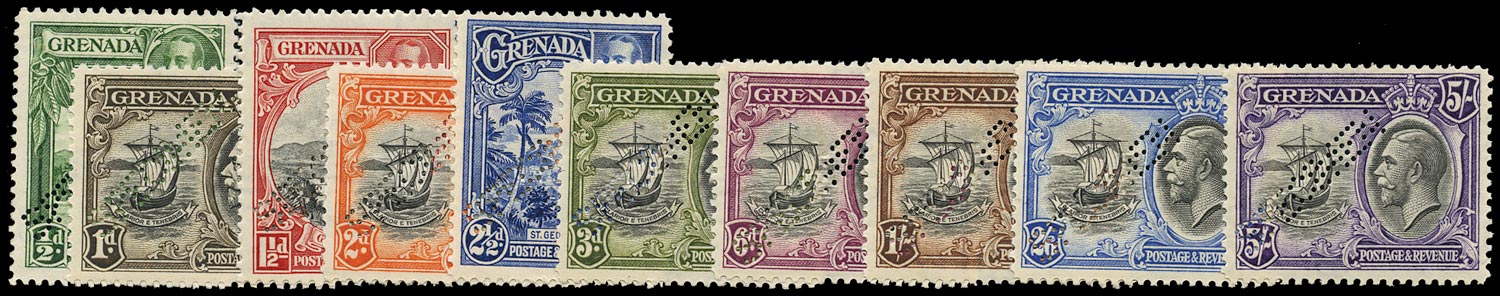 GRENADA 1934  SG135s/44s Specimen KGV pictorial set of 10 to 5s unmounted mint