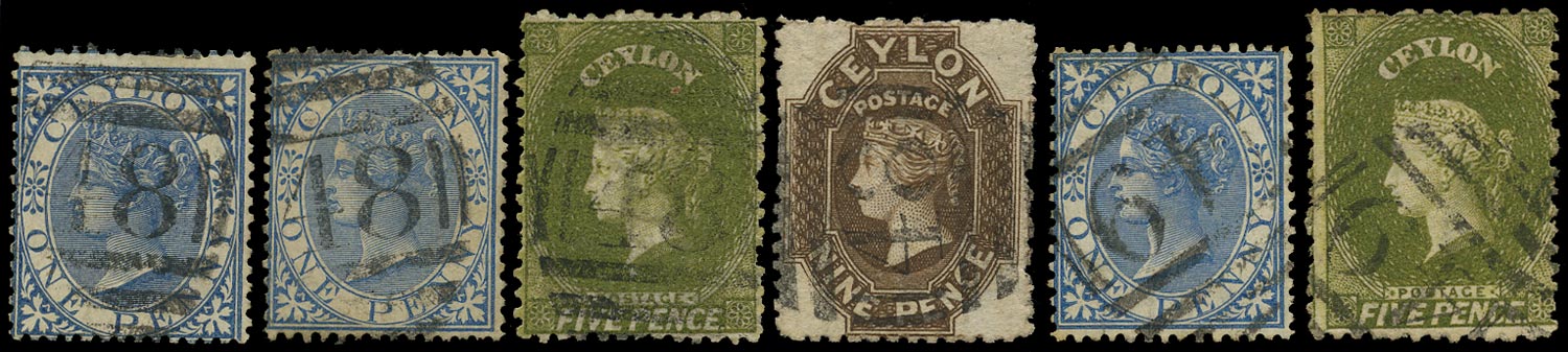 CEYLON 1866  SG61, 66b, 69ax Cancel