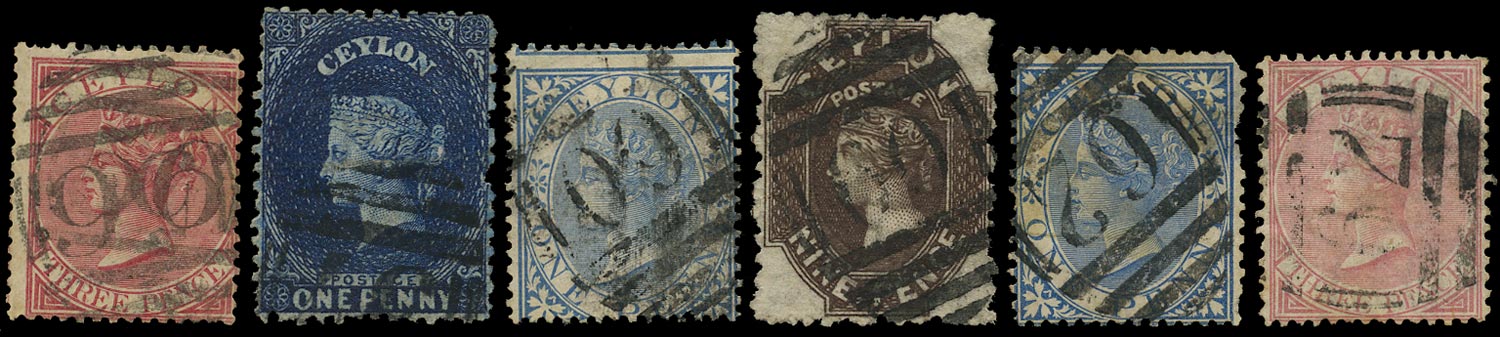 CEYLON 1866  SG61/2, 63b, 69b Cancel