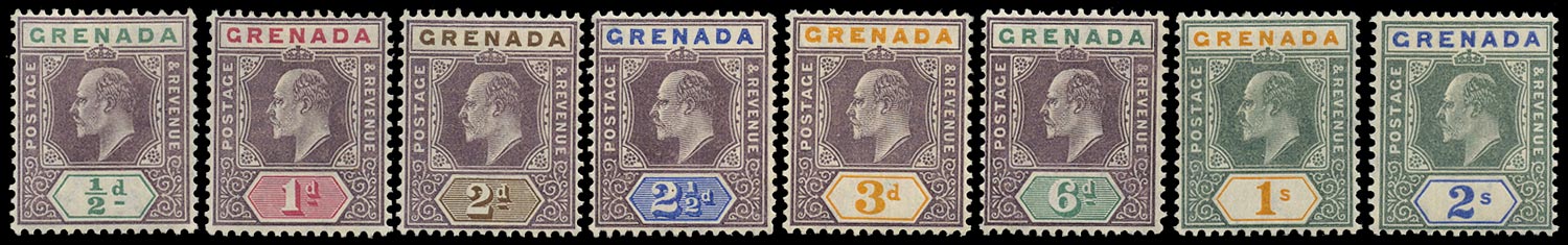 GRENADA 1904  SG67/74 Mint KEVII short set of 8 to 2s watermark MCA