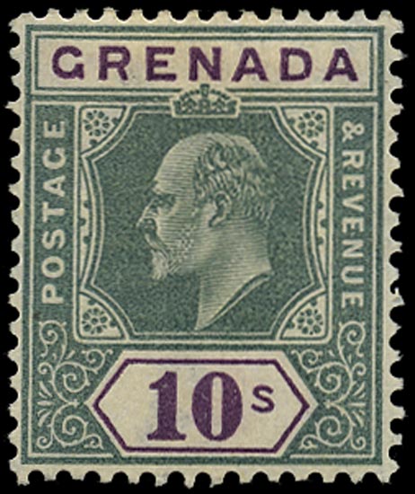 GRENADA 1904  SG76 Mint KEVII 10s green and purple watermark MCA