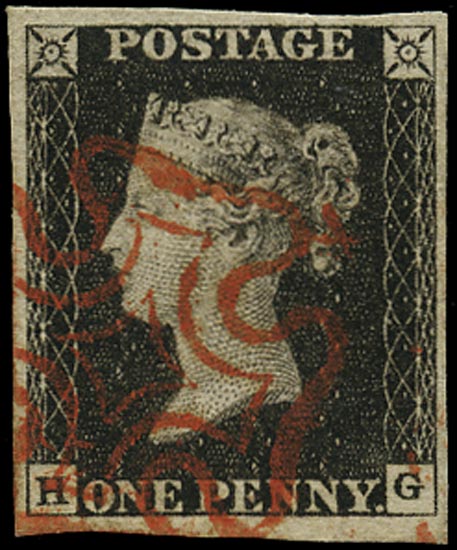 GB 1840  SG2 Pl.1b Penny Black - Superb used red MC (HG)