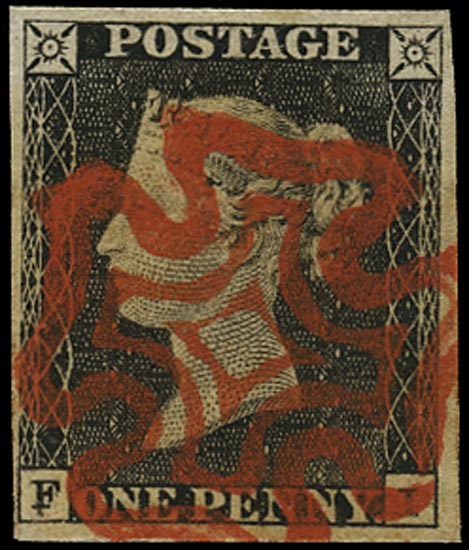 GB 1840  SG3 Pl.1a Penny Black - VFU red MC (FI)