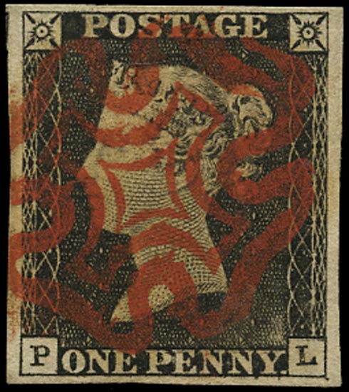 GB 1840  SG3 Pl.1a Penny Black - VFU crisp red MC (PL)