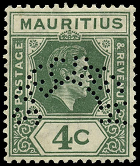 MAURITIUS 1938  SG254as Specimen 4ct with 'Open C' mint
