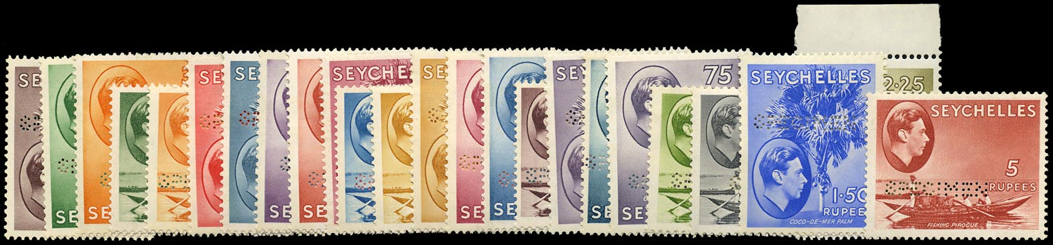 SEYCHELLES 1938  SG135s/149s Specimen KG VI definitive set of 24