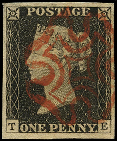 GB 1840  SG3 Pl.2 Penny Black - VFU red MC (TE)