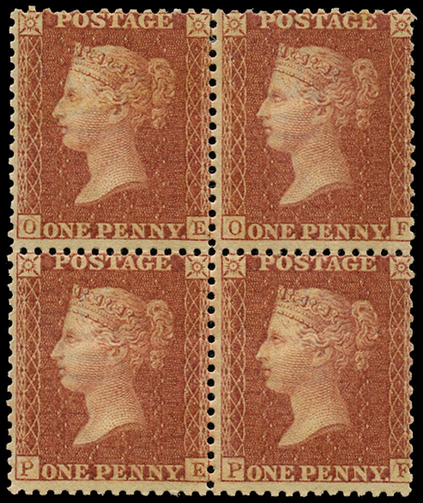 GB 1857  SG38 Pl.45 Mint - Unused o.g. block of four (Two U/M o.g.)