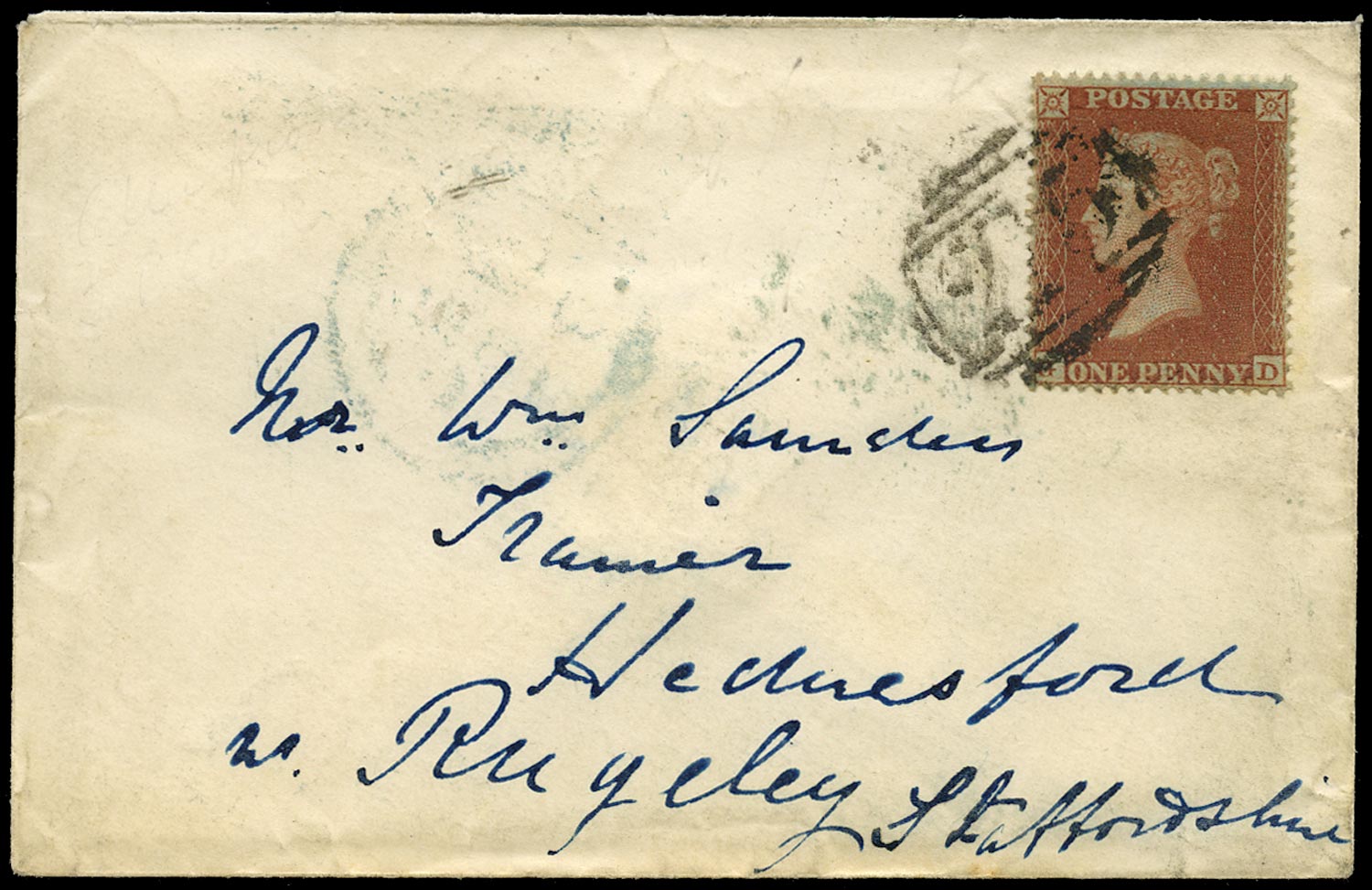 GB 1855  SG17 Cover - "Rugeley Poisoner"