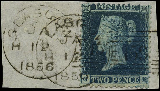 GB 1855  SG23 Pl.4 Used - Glasgow type 1 Experimental Duplex.