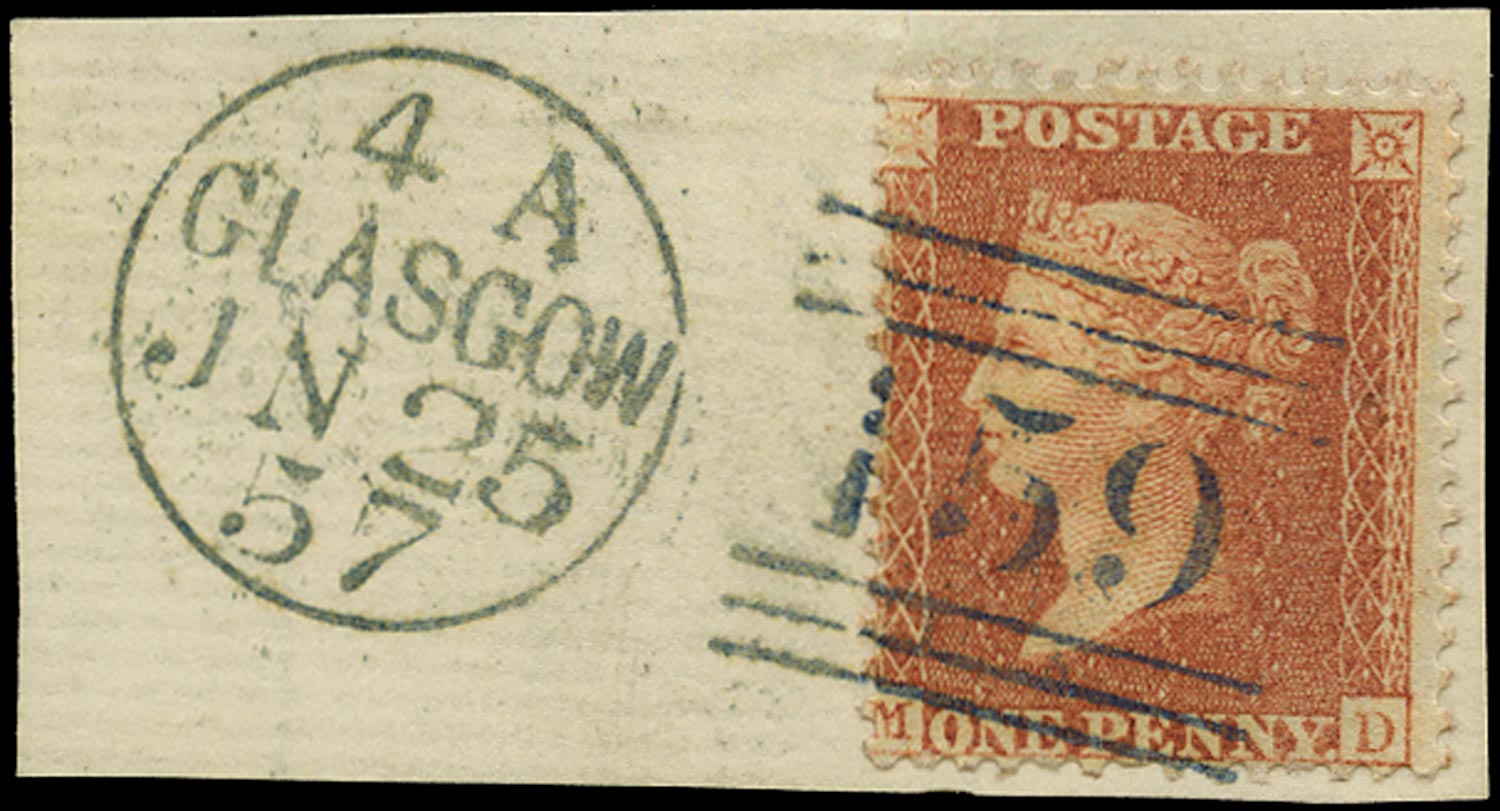 GB 1855  SG29 Pl.40 Used - Dark blue Glasgow cancellation