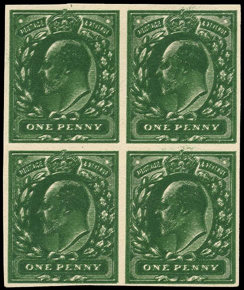 GB 1902  SG219var Plate Proof - double impression block of four