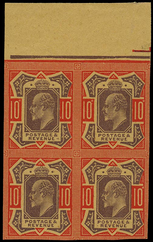 GB 1902  SG254var Plate Proof - block of four