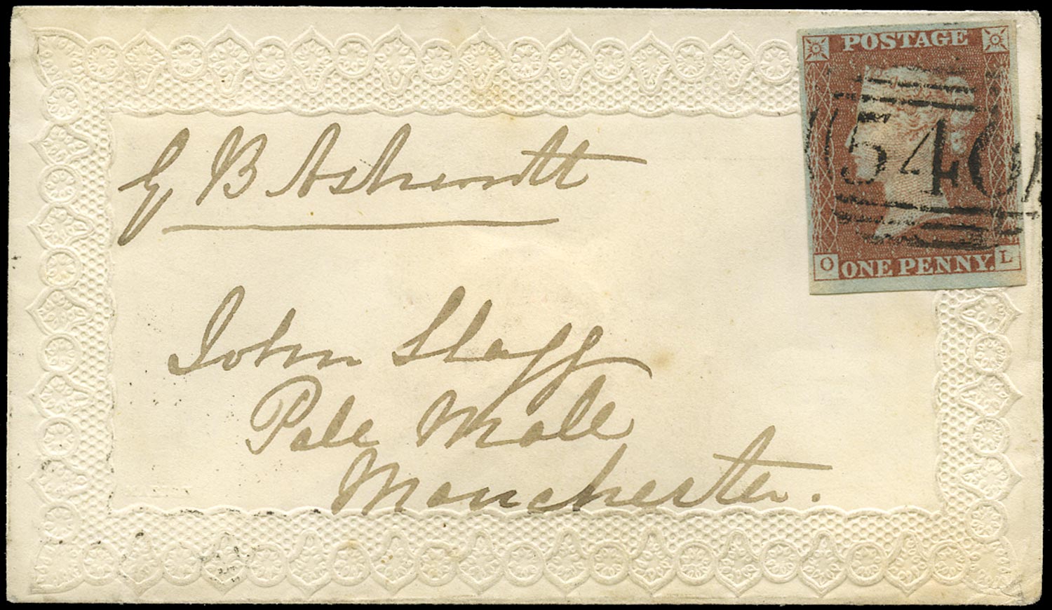 GB 1841  SG8 Pl.35 Cover - Small embossed 'Ladies' envelope