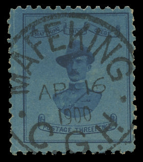 C.G.H. - MAFEKING 1900  SG19 Used  'Baden-Powell' 3d pale blue/blue, 18&frac12;mm wide