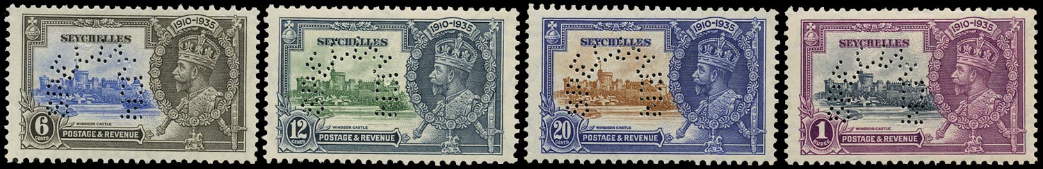 SEYCHELLES 1935  SG128s/131s Specimen Silver Jubilee set of four