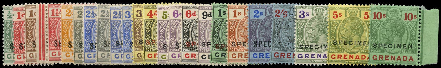 GRENADA 1921-31  SG112s/134s Specimen definitive set of twenty-three