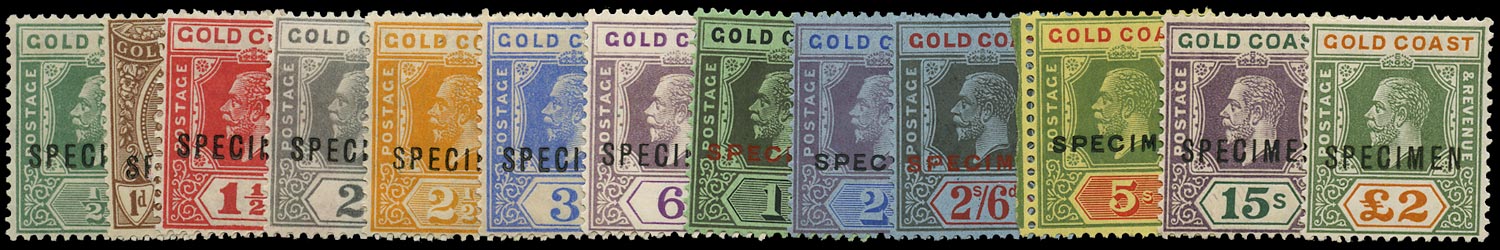 GOLD COAST 1921-4  SG86s/102s Specimen set of thirteen