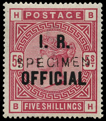 GB 1890  SGO9s Official White paper, 'SPECIMEN' type 11