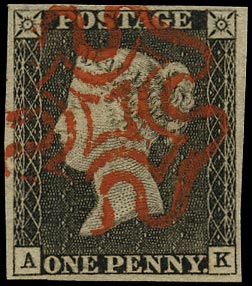 GB 1840  SG3 Pl.1a Penny Black - Superb used red MC (AK)