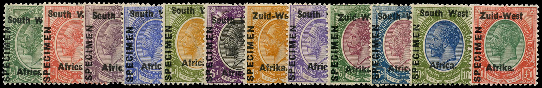 SOUTH WEST AFRICA 1902  SG1s/12s Specimen First Issue set