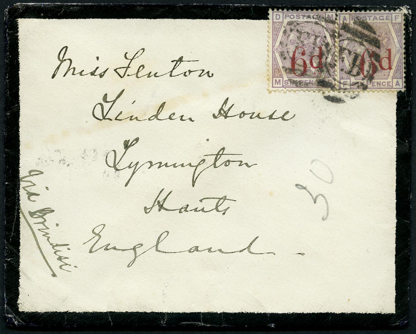 GB 1884  SG162 Pl.18 Cover - Incoming mail, Foreign Branch handstamp