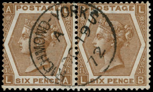 GB 1872  SG122 Pl.11 Used - VFU pair (LA-LB)